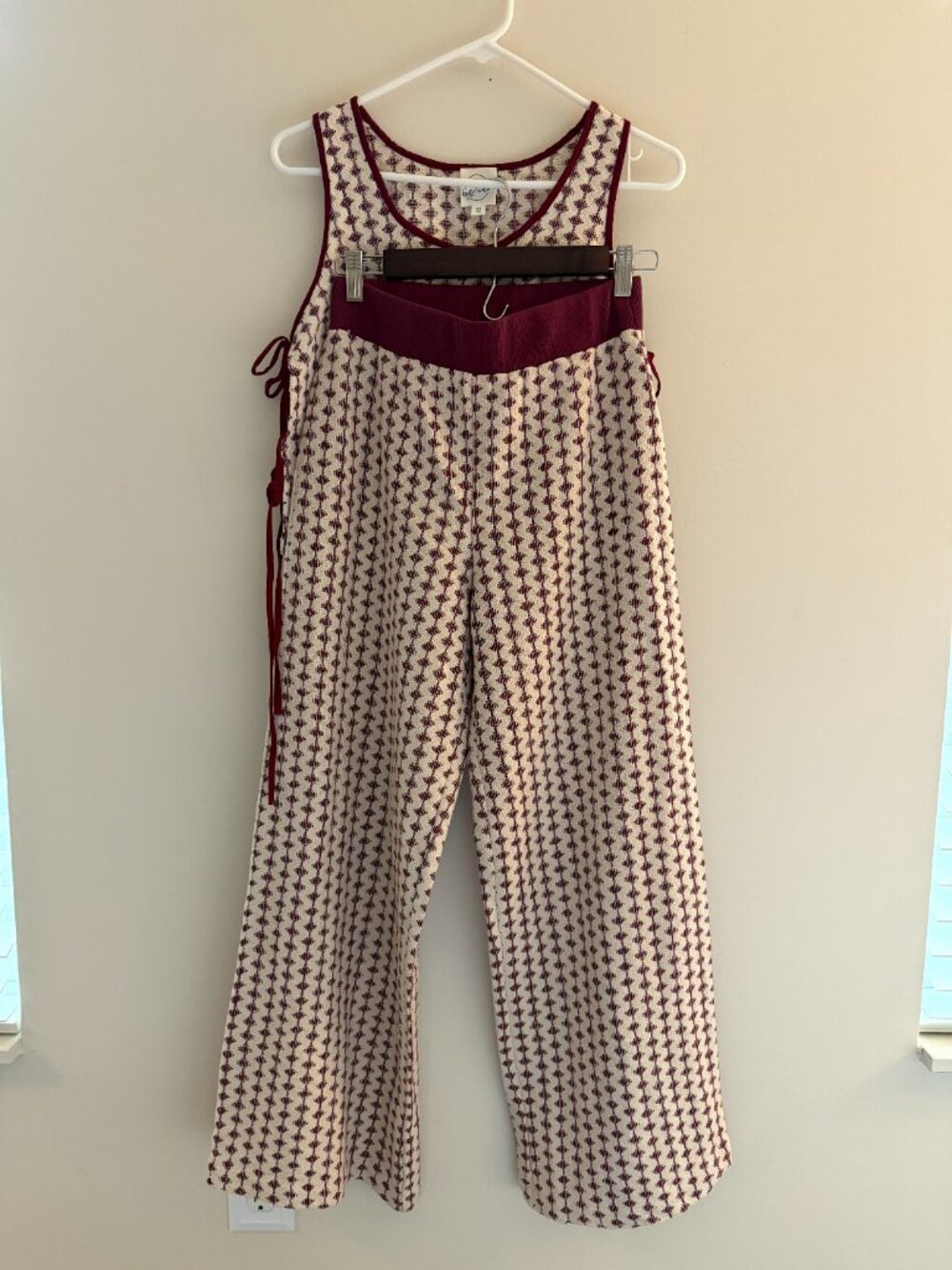 LOFT Beach XS 2 Piece Matching Set Wide Leg Pants Side Tie Tank Resort